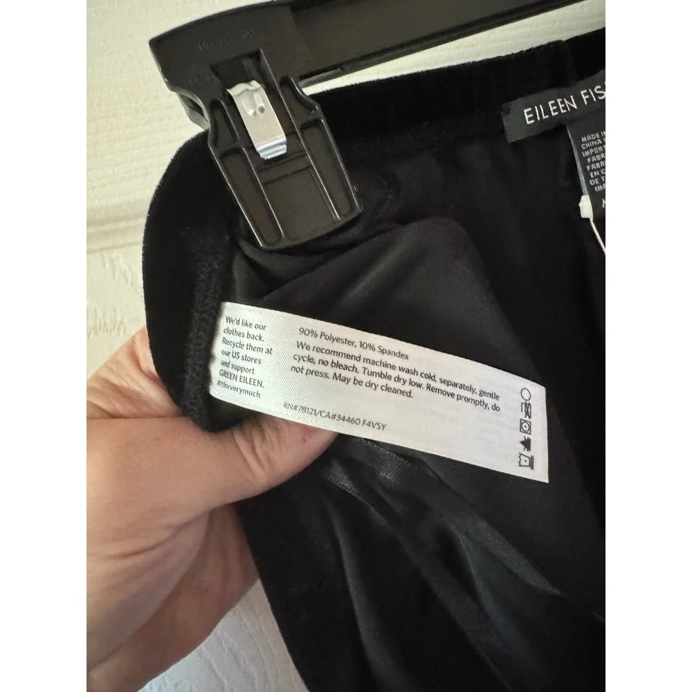 NWT Eileen‎ Fisher Ankle Legging Women Size Medium Black Stretchy Velvet